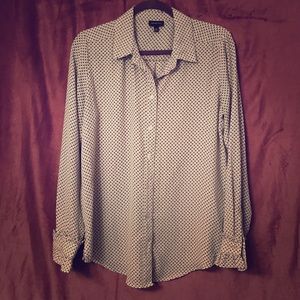 Blue, black and white pattern top